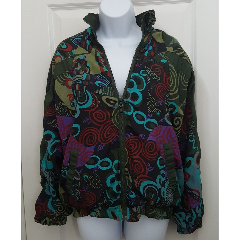 Retro Style Rafael Thick Poly Sporty Athletic Warm-up Jacket - Size Small 6-8
